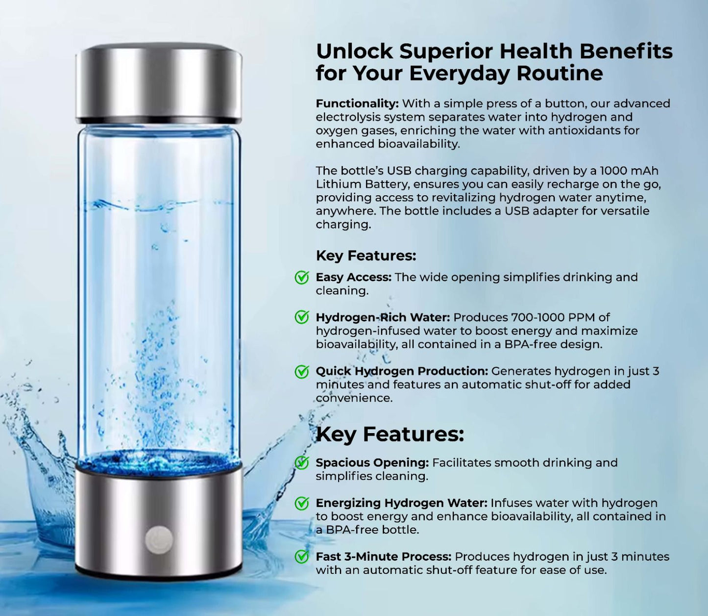 Australia's #1 Hydrogen Water Bottle